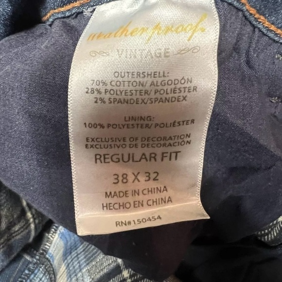 Orignal Weatherproof Vintage Denim Jean Lined Men’s Size 38x32 - Picture 3 of 4